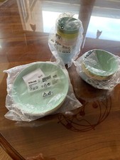 Ikea Kalas New Sealed Lot x 18 Pieces Pastel Dishes 6 cups, 6 bowls and 6 plates
