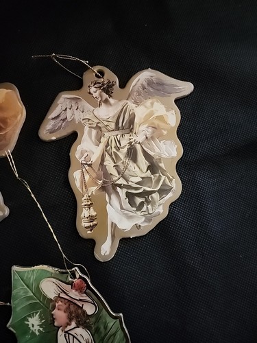 Juego de 5 adornos de jabalí de Navidad de ángel victoriano detallado compuesto duro - Imagen 7 de 7