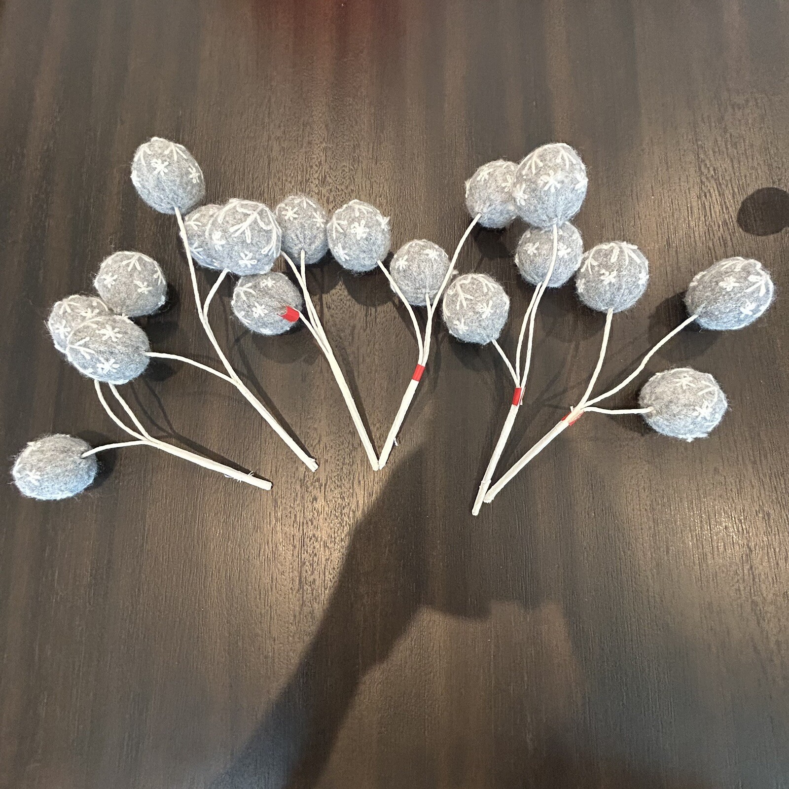 11 Blue Gray Decorative Round Felt Velvet Picks Floral Crafts Christmas Lot