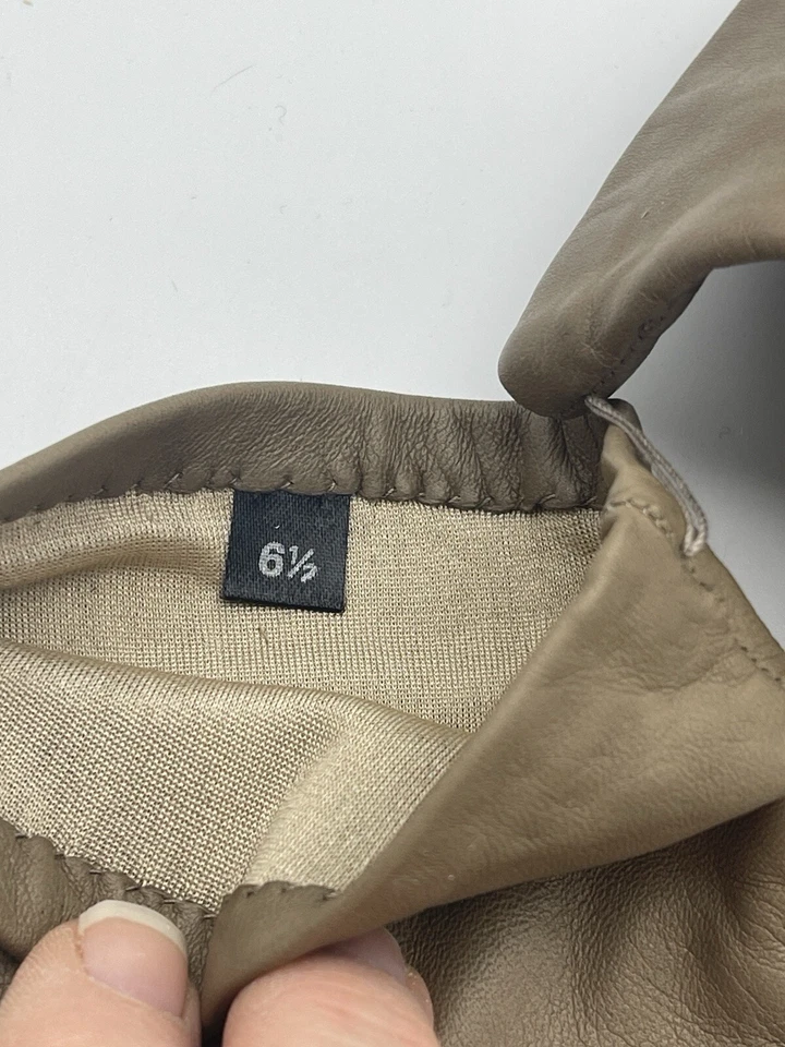 Guantes de cuero marrón para mujer Neiman Marcus talla 6,5 pequeños Italia forrados de seda Foto 4 de 4