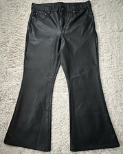 AMERICAN EAGLE Women's Size 18 Regular Black Faux Leather Flare Leg Pants NWT