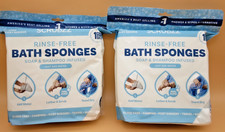 Scrubzz Rinse Free Bath Sponges Soap Shampoo Infused Lot 2 Packs 2 X 25 50