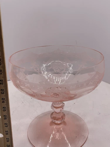 Vintage Pink Depression Glass Pedestal Bowl