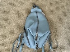 REBECCA MINKOFF LIGHT BLUE LEATHER SILVER METAL ZIPPERS BACKPACK PURSE BAG Rebecca Minkoff Backpack Blue Bags & Handbags for Women for  main image 4