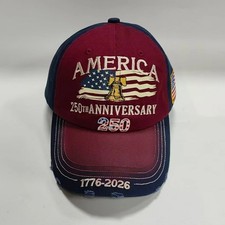 America 250th Anniversary Cap - Distressed Embroidered Baseball Hat 1776-2026