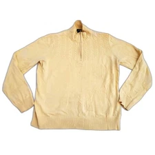 Izod Sweater Mens Large Yellow Quarter Zip Knit Long Sleeve