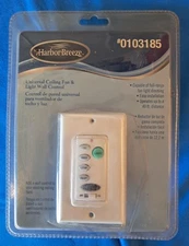 Harbor Breeze 0103185 Universal Ceiling Fan & Light Wall Control, NOS, OPEN PKG