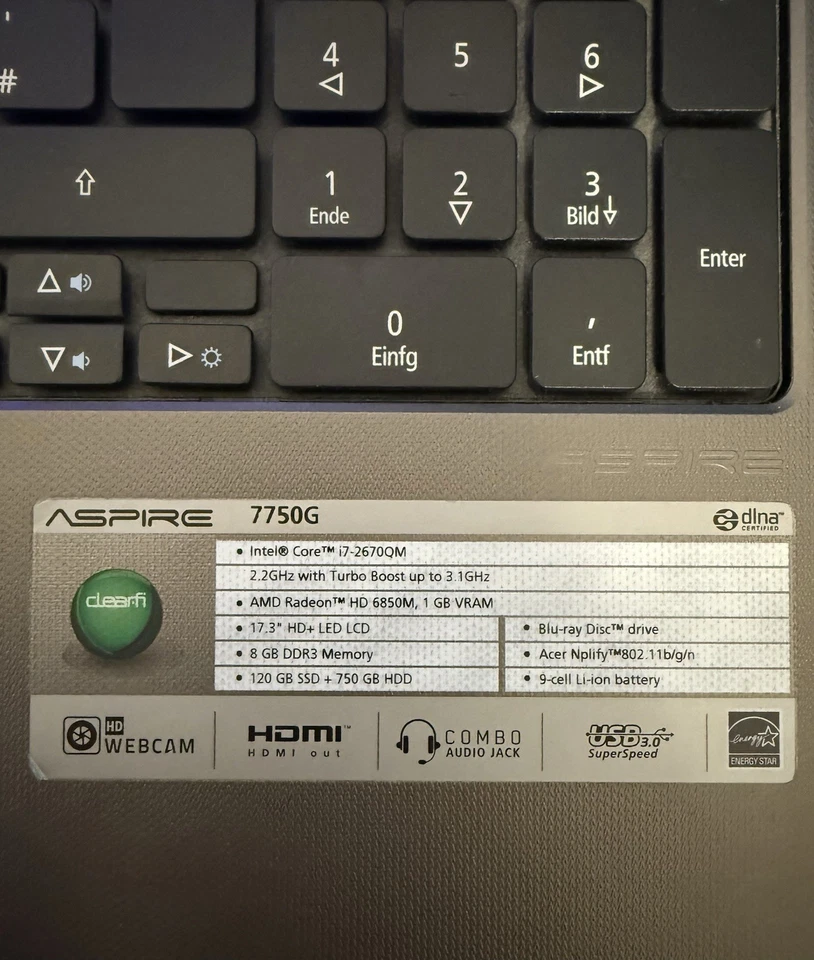 Acer Aspire 7750G Laptop Notebook - Bild 4 von 4