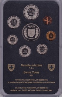 Schweiz KMS Münzensatz 1990 1 Rappen bis 5 Franken stgl. Originalausführung