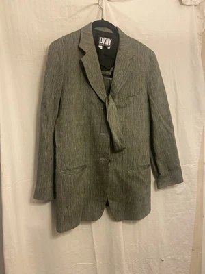 Schickes 90er Jahre Kostüm grau Donna Karan New York DKNY 100% Leinen Gr 38 - Bild 1 von 4