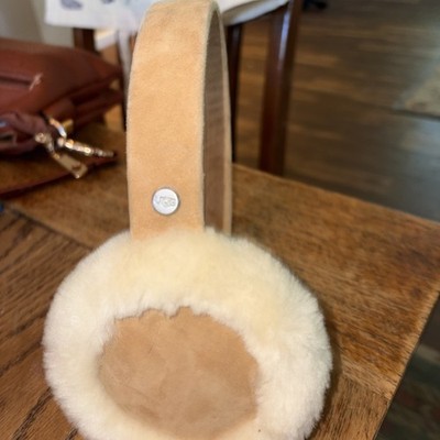 UGG Australia Womens Shearling Sheepskin Earmuffs Chestnut Tan Beige