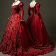 Victorian Red Romantic Princess Evening Baroque Rococo Dress Vampire Ball Gown 