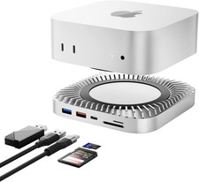 Mac Mini M4/M4 Pro 10 in 1 Aluminum Hub and Stand with M.2 NVMe SSD Enclosure