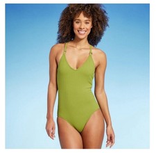 NEW Kona Sol Bright Green One Piece Women  s Swimsuit Size M F44