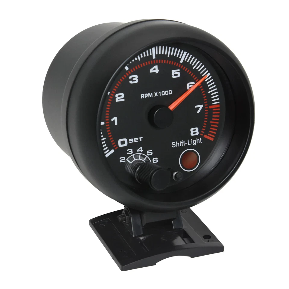 Tachometer Gauge Universal 3.75 Inch 95mm 12V White LED Auto 0-8000 RPM Meter - Image 3 of 4
