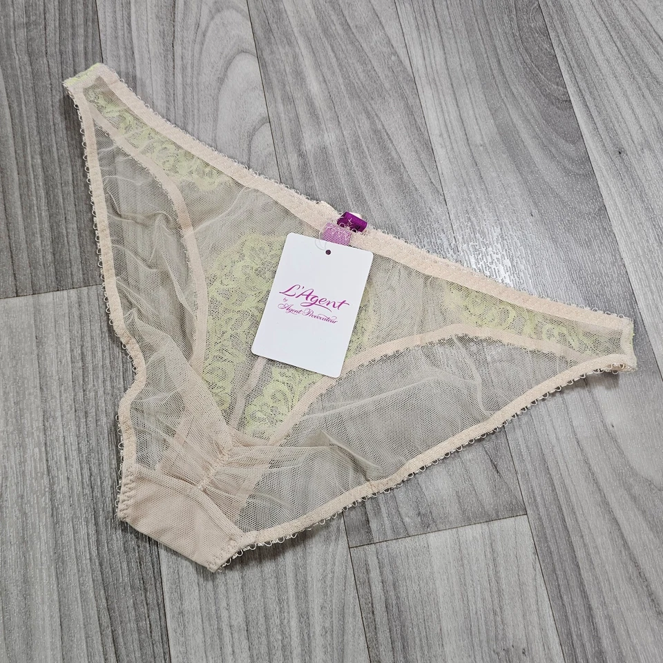 Трусики L'Agent от Agent Provocateur Angelica сетчатые и кружевные обнаженные/лаймовые размер L - Изображение 4 из 4