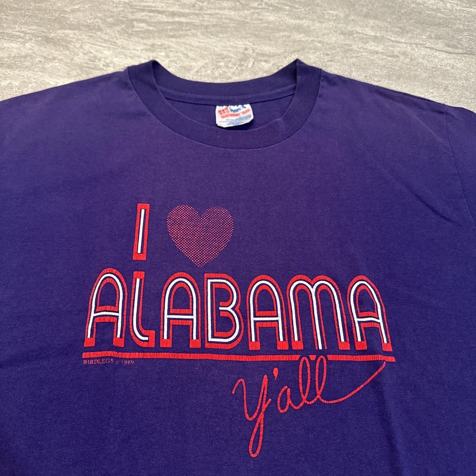 Vintage 80s Women’s Alabama Love Heart Single Stitch Crop Cutoff Shirt Large USA - Image 2 of 4
