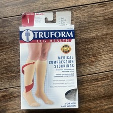 Truform Medical Stockings Unisex M Black High Knee Extra Firm 30-40 mmHg Pair