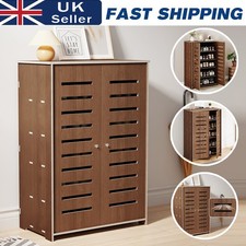 5Tier 2 Door Shoe Storage Cabinet Rack Stand Cupboard Wooden Stand Cupboard Unit