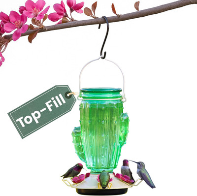 Perky-Pet Cactus Top Fill Glass Hummingbird Feeder   32 Oz Nectar Capacity