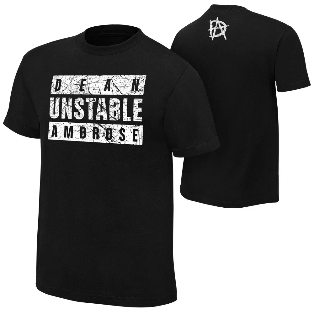 Wrestling Entertainment DEAN AMBROSE UNSTABLE AMBROSE BLACK T-SHIRT ALL SIZES