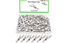 Ruibapa 100 PCS Metal Alligator Clips 35 mm/1.38 in Nickel Plated Alligator S...