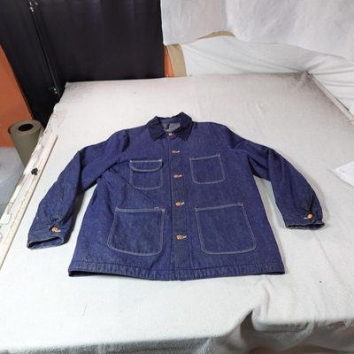 #ad #ad Vintage Denim Chore Jacket Mens L Blue Blanket Lined Workwear Overcoat Barn Coat $39.99