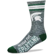 Michigan State Spartans NCAA Got Marbled? Gray 4-Stripe Deuce Crew Socks *Large