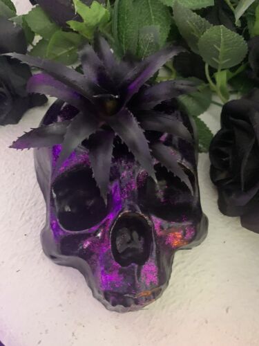 Large Handmade  Skull Planter  , Gothic Decor  , Goth Christmas Gift ￼ - Picture 1 of 6