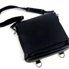 Vintage Village Tannery By Sevestet Men's Large Black Leather Messenger Bag