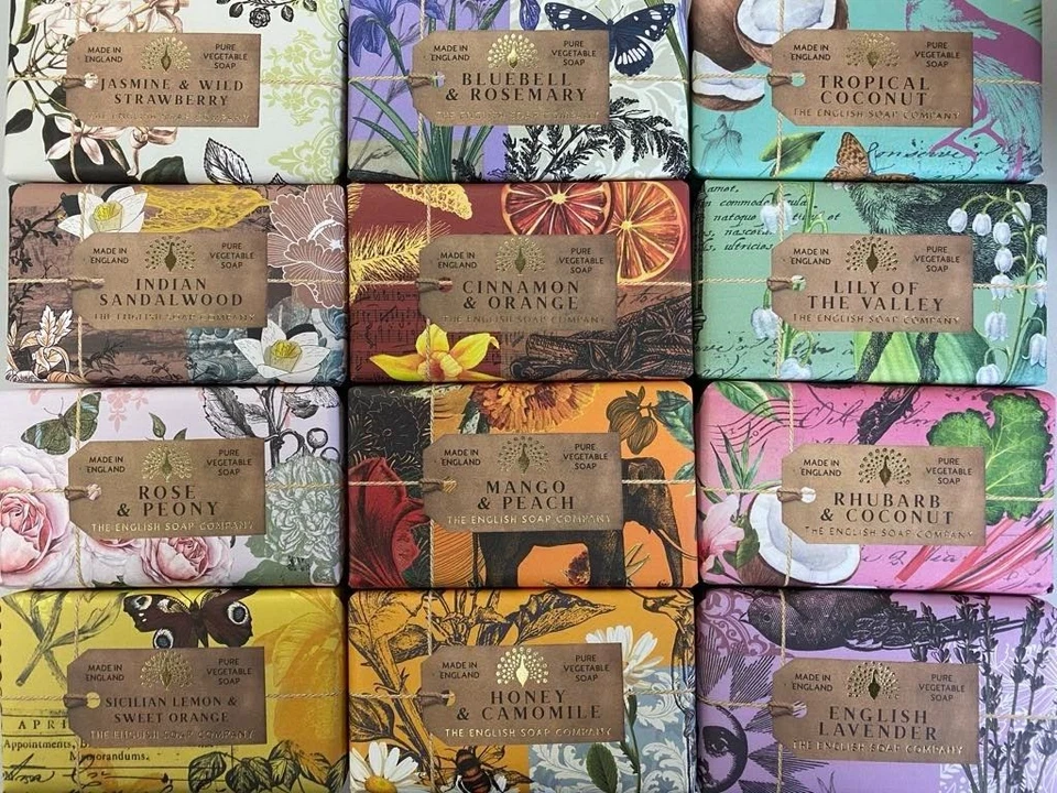 ENGLISH SOAP COMPANY 190g ROSE PEONY MANGO PEACH COCONUT RHUBARB LAVENDER HONEY