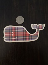 New Vineyard Vines Holiday Plaid Whale Sticker Stanley Yeti Decal