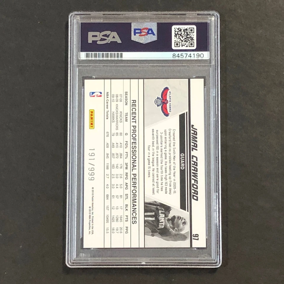 2010-11 Donruss Production Line #97 Jamal Crawford Signed Card AUTO PSA Slabbed  - Image 2 of 2