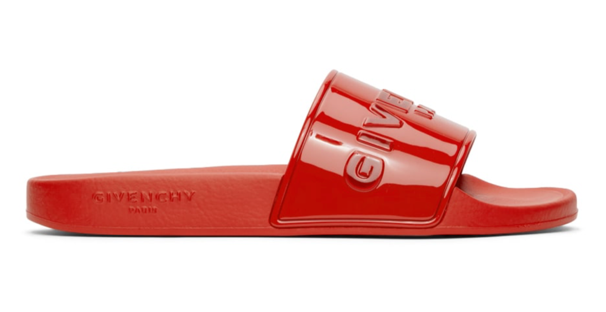 Givenchy Paris Blue Red Logo Rubber Pool Slide Sandal Flip Flop Flat 44 11 Givenchy Logo Pool Slide Sandals on SALE | Saks OFF 5TH main image 3