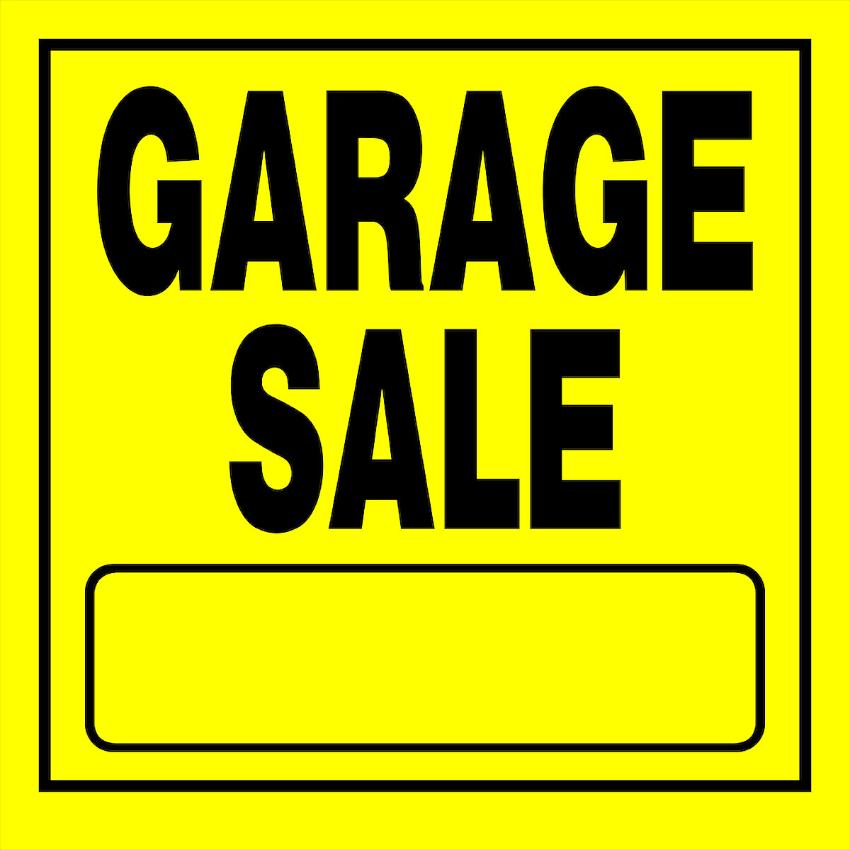 GARAGE SALE Sign Sturdy Yellow Plastic w blank moving yard estate 