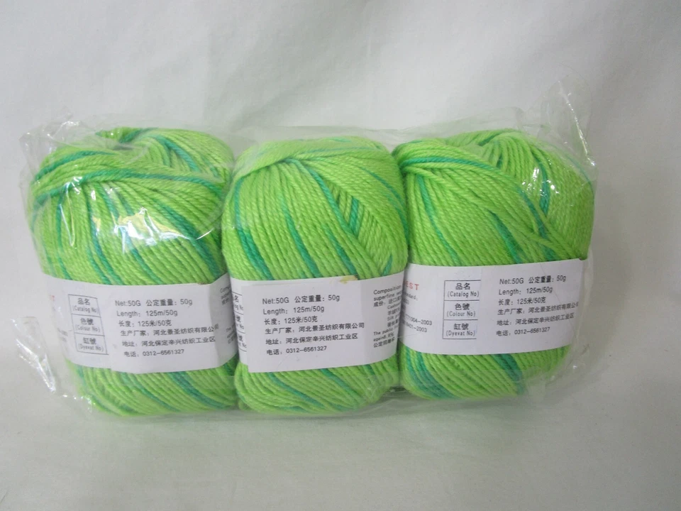 My Baby Wool Silk Cashmere Blend Two Tone Green Ombre Yarn 3 Skeins News - Image 4 of 4