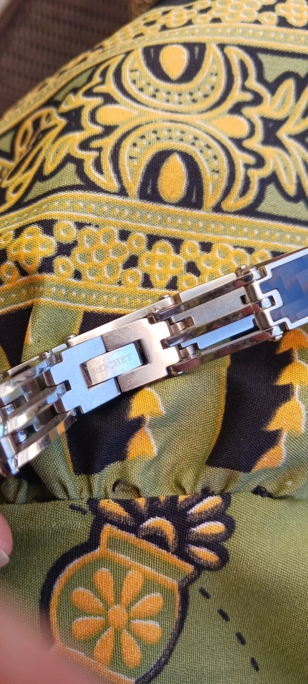 Pulsera ajustable Rochet Roma de fibra de carbono de acero inoxidable con eslabones negros para hombre Foto 3 de 4