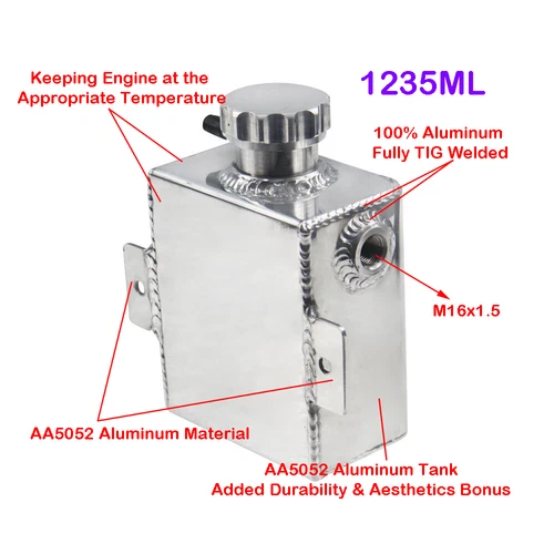 Aluminum 1235ml Overflow Tank Bottle Coolant Expansion Catch Can Tank Billet Cap - Picture 1 of 11