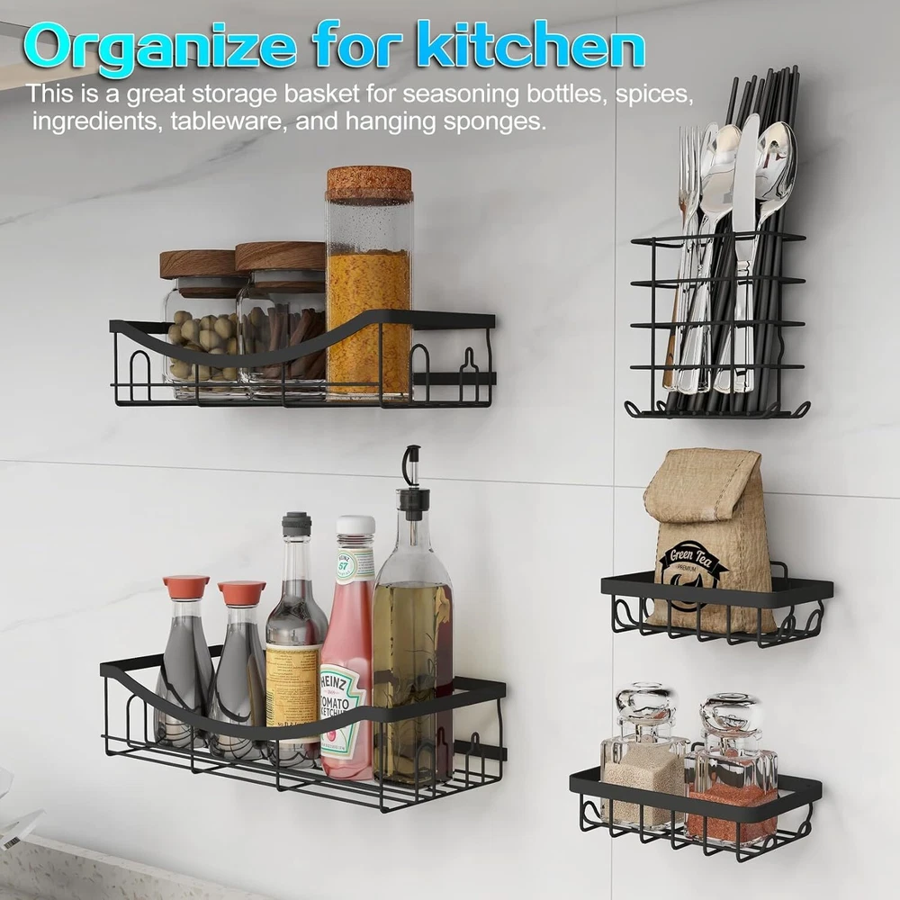 Shower Caddy 5 Pack,Adhesive Shower Organizer for Bathroom Storage&Home Decor