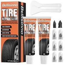 Bellisinno Tire Repair Glue Sidewall Rubber Cement Kit Two Sizes Nail Suitabl...