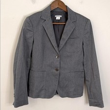 J. Crew Classic Grey Blazer V Neck pockets lined button SZ 2