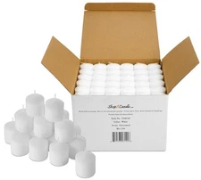 Bulk Pack of 144 White Votive Candles Box of 144 Unscented Candles 10 Hour Burn