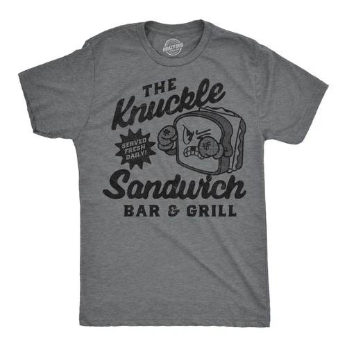 Mens Funny T Shirts The Knuckle Sandwich Bar and Grill Sarcastic Graphic Novelty
