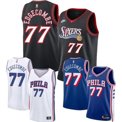 NWT Men VJ Edgecombe #77 2025 All Stitched Jersey Black/White/Blue