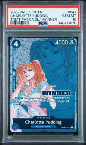 Charlotte Pudding OP06-047 Winner 2025 One Piece TNMT Pack Vol. 1 English PSA 10
