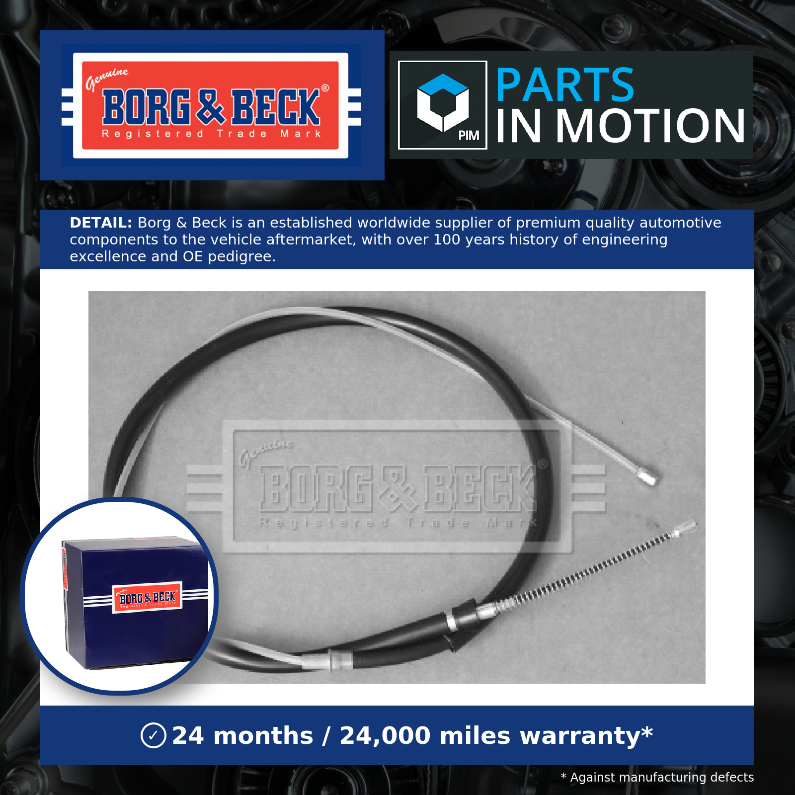 Handbrake Cable Rear Left or Right BKB3423 Borg & Beck Hand Brake Parking New