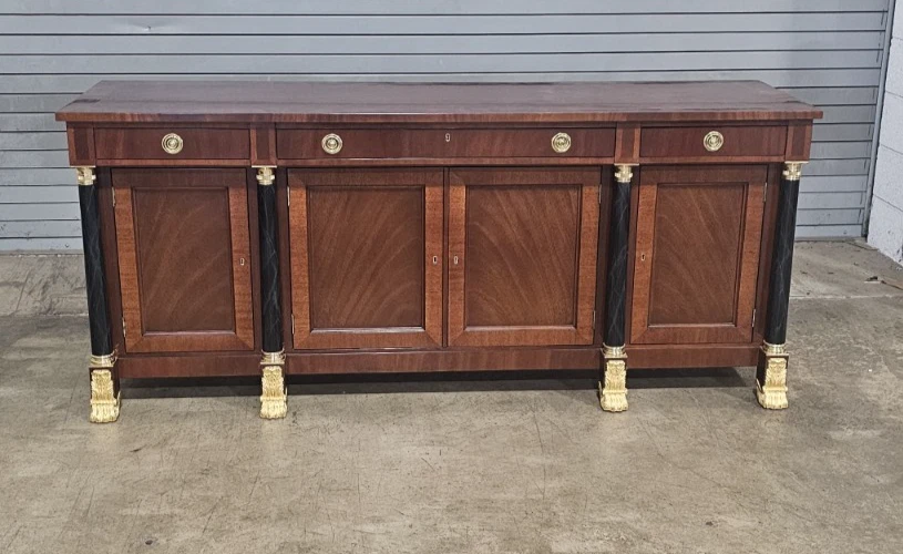 KINDEL National Trust Empire Flame Mahogany Sideboard Gilt Paw Feet Faux Marble - Image 2 of 4