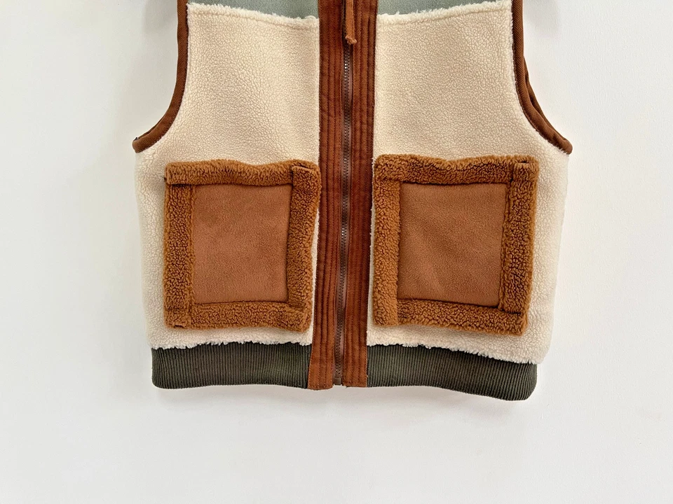 LF Markey Fleece Gilet Waistcoat Zip Sherpa Faux Suede Small will fit 10-12 - Image 3 of 4