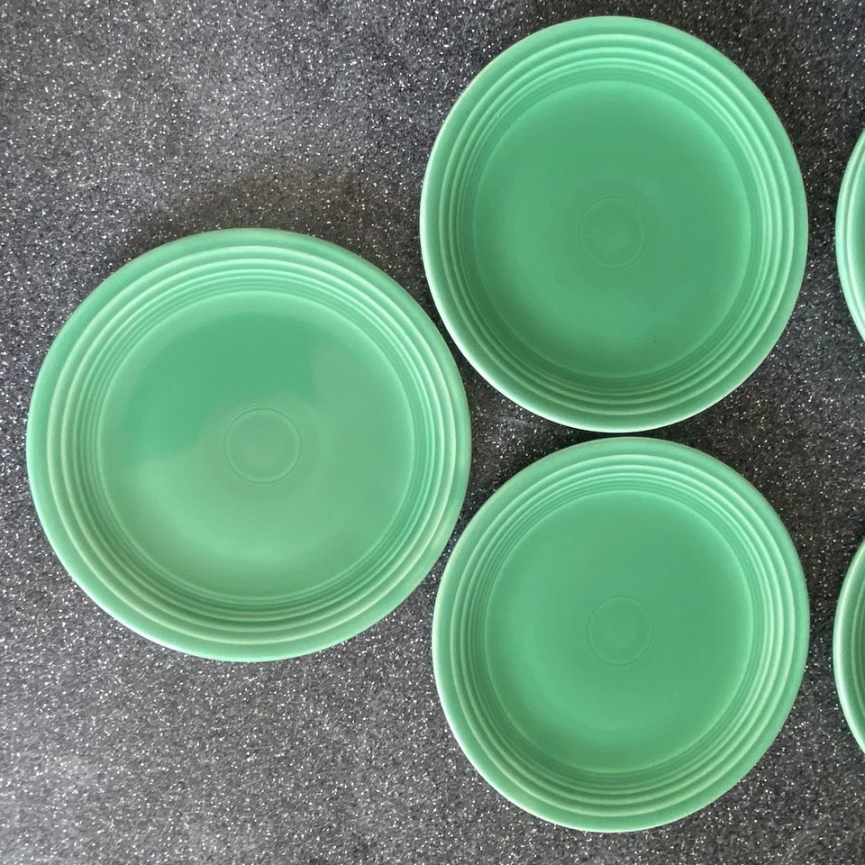 Vintage Fiesta Mint Green 7.5" Salad Bread Luncheon Plates Lot of 6 - Image 3 of 4