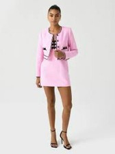 LOVESHACKFANCY PINK TWEED ADELAIDE MINI DRESS & MATCHING TALIKA JACKET SZ.0-NWT